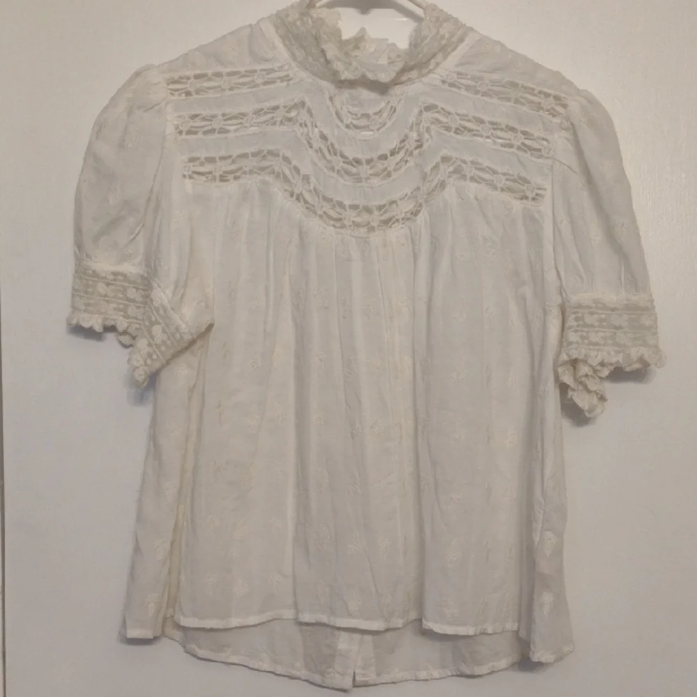 Free People Vintage Elegant White Lace Blouse Size XS - Picture 1 of 12